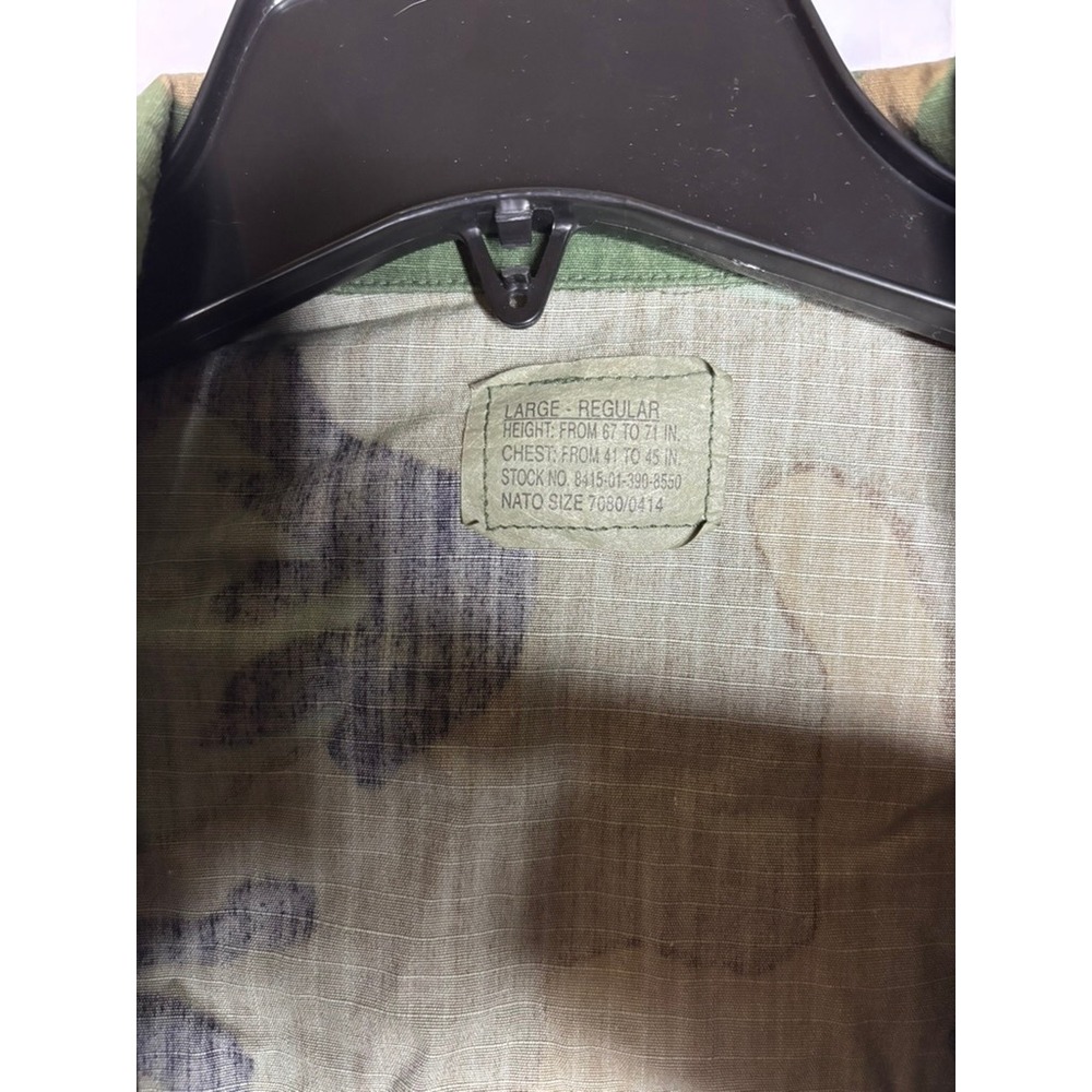 US‎ Military Woodland Camo Combat Jacket Coat Men's Large Regular hot weather